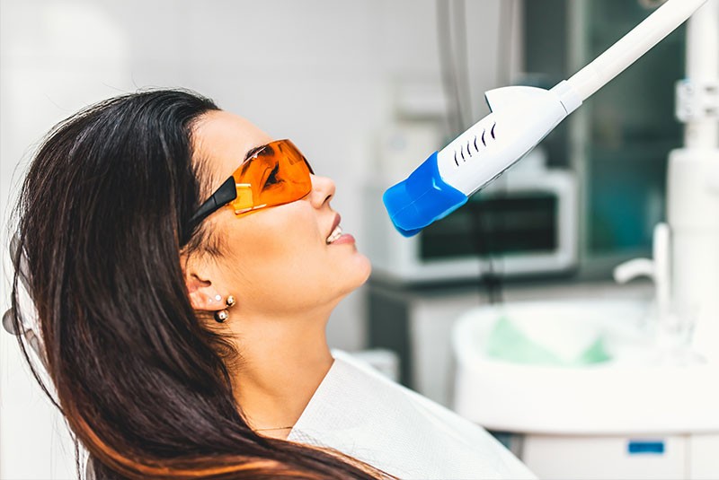 dental patient receiving teeth whitening prcoedure