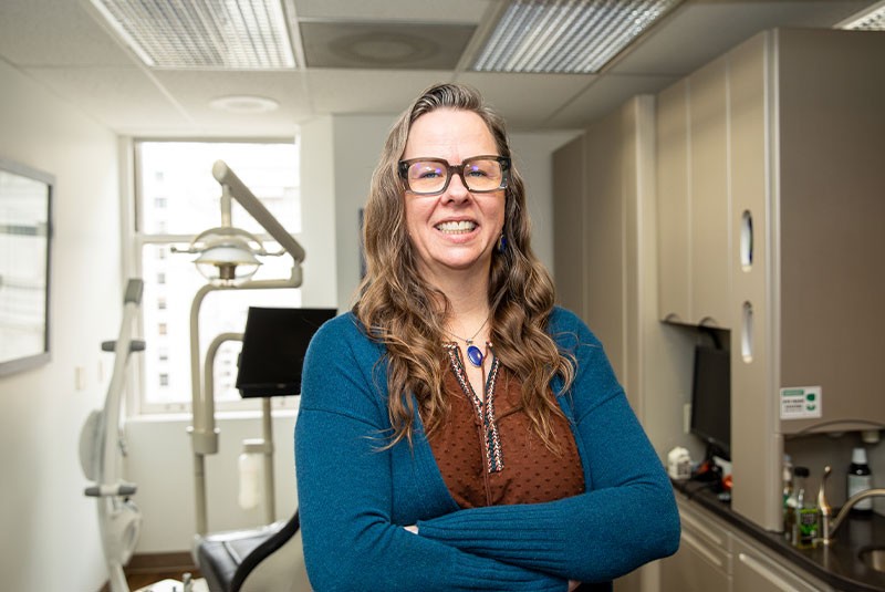 Headshot of patient within the dental practice